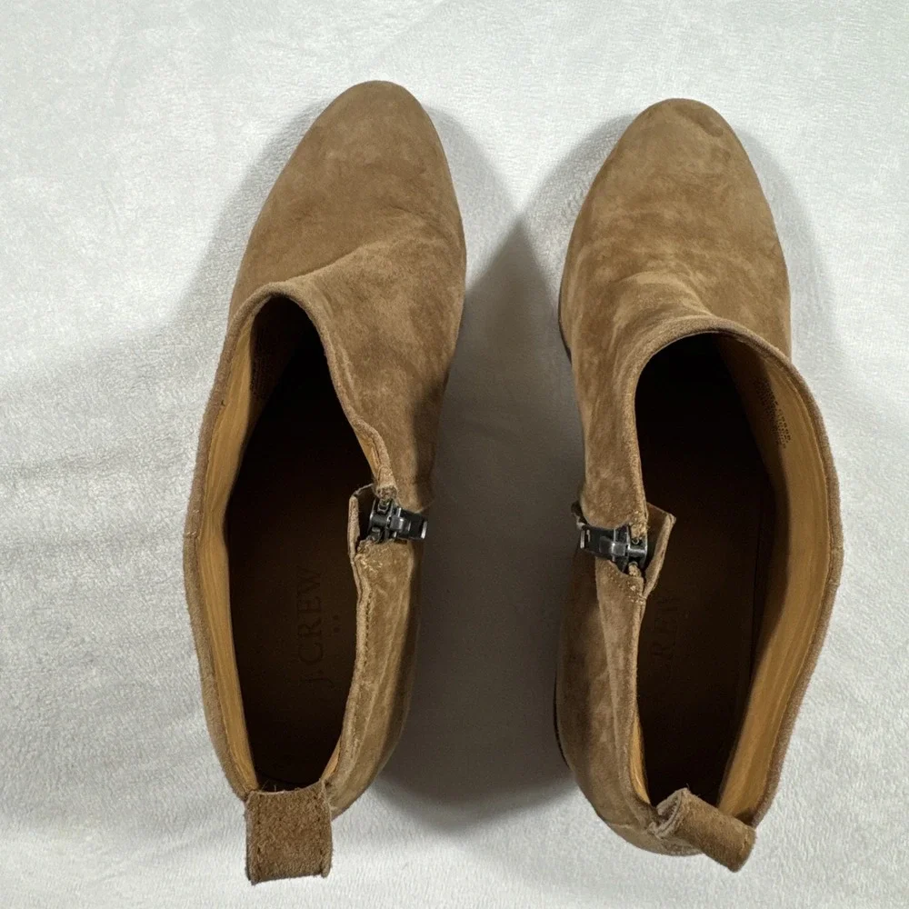 J Crew Size 8.5 Boots Booties Sawyer Suede Leather Brown Ankle‎ Block Heel C9868